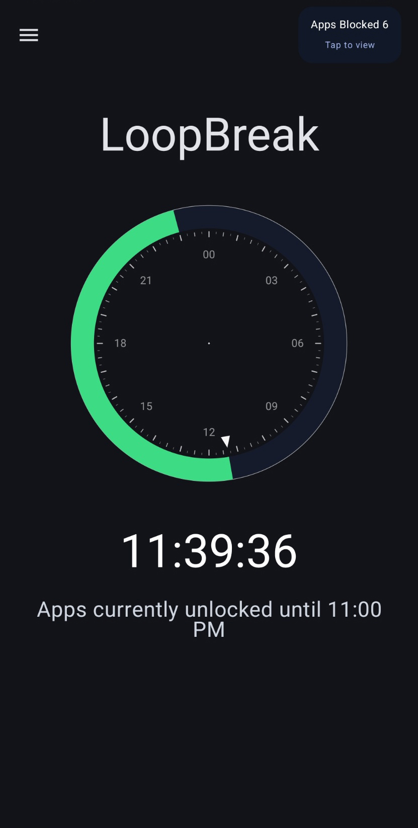 LoopBreak main unlocked countdown screen